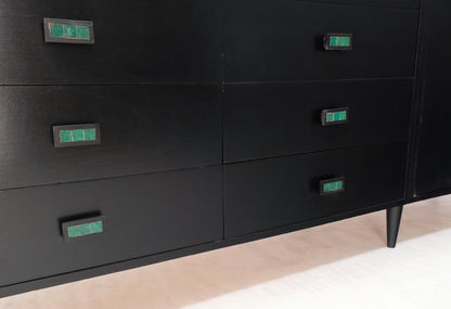 EstablishedLines Large Oversize Long Ebonized Black Lacquer Credenza Dresser Dowel Cone Legs Mint