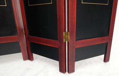 Lacquered Wood Mother of Pearl Chinese Oriental 4 Panel Room Divider Screen