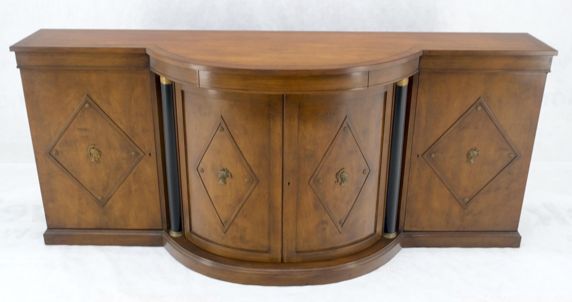 EstablishedLines Grosfeld House Demi Lune Shape Front 2 Part Beveled Glass Doors Breakfront MINT