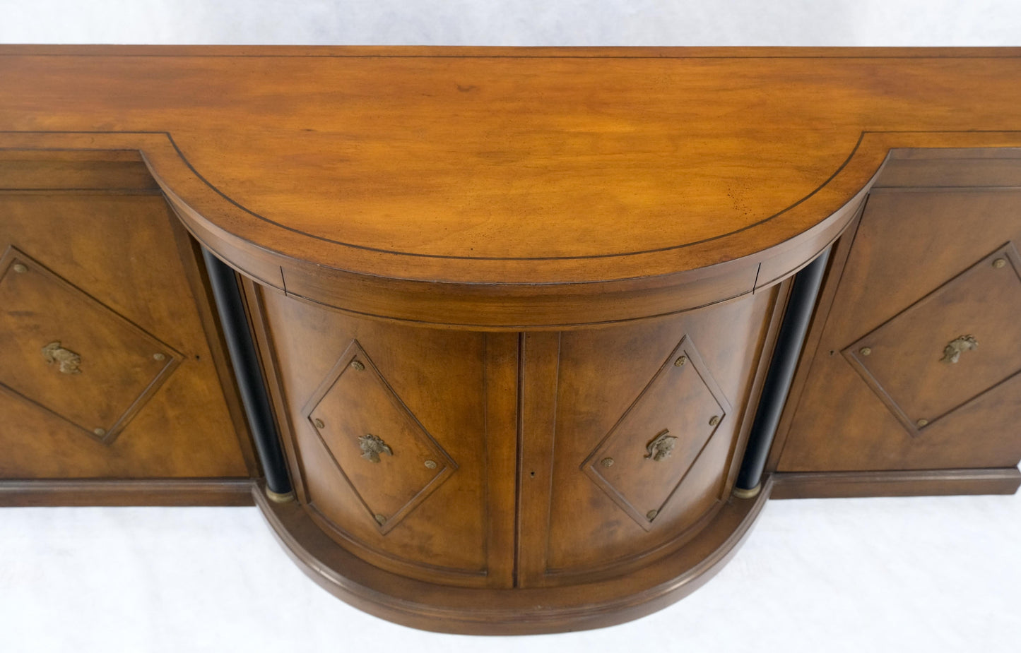 EstablishedLines Grosfeld House Demi Lune Shape Front 2 Part Beveled Glass Doors Breakfront MINT