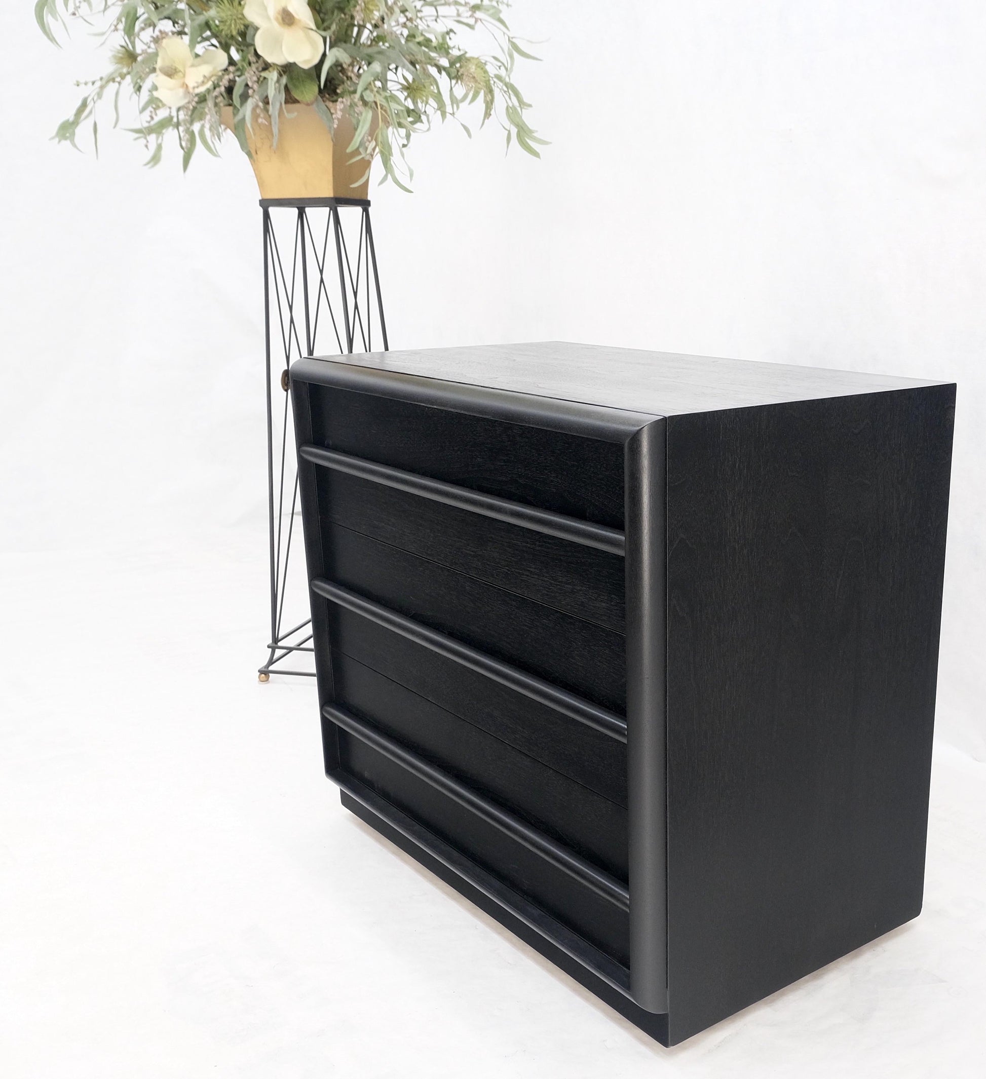 Gibbings Widdicomb Ebonized Black Lacquer 3 Drawers Bachelor Chest Dresser Mint!