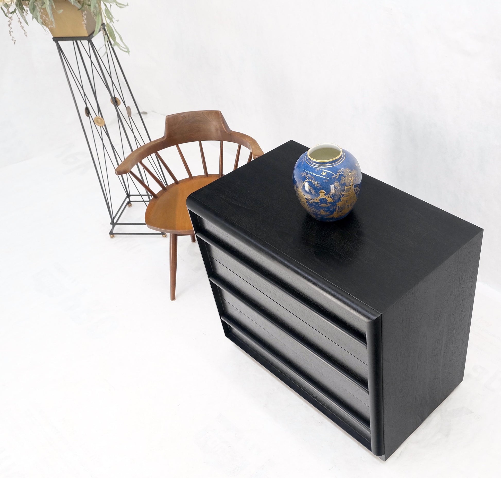 Gibbings Widdicomb Ebonized Black Lacquer 3 Drawers Bachelor Chest Dresser Mint!