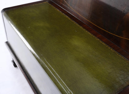 EstablishedLines English Green Leather & Mahogany Step Side End Table Stand Cabinet Bookcase