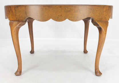 EstablishedLines Baker Oval Walnut Top Burl Base Thick Queen Ann Leg Coffee Side Occasional Table