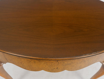 EstablishedLines Baker Oval Walnut Top Burl Base Thick Queen Ann Leg Coffee Side Occasional Table