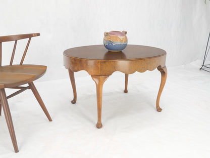 EstablishedLines Baker Oval Walnut Top Burl Base Thick Queen Ann Leg Coffee Side Occasional Table