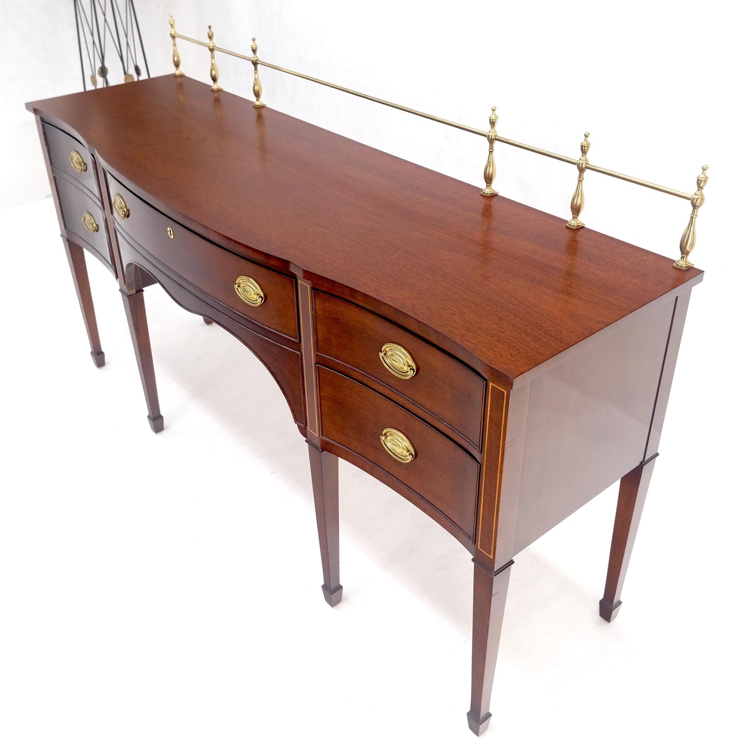 EstablishedLines Kindel Brass Gallery Top 3 Drawers 1 Door Mahogany Federal Style Sideboard MINT
