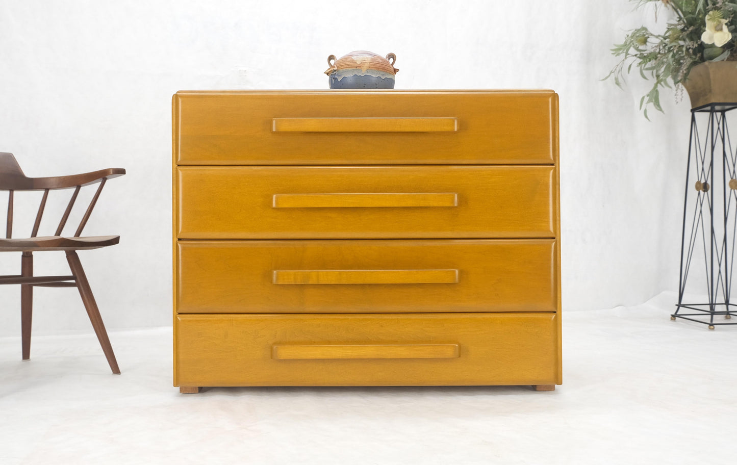 1960 Solid Maple Restored Wrussel Right Conant Ball Solid Maple 4 Drawer Dresser