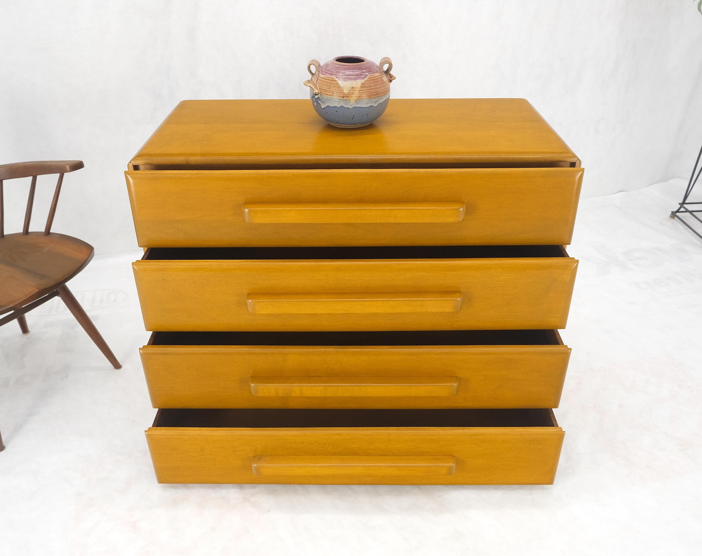 1960 Solid Maple Restored Wrussel Right Conant Ball Solid Maple 4 Drawer Dresser