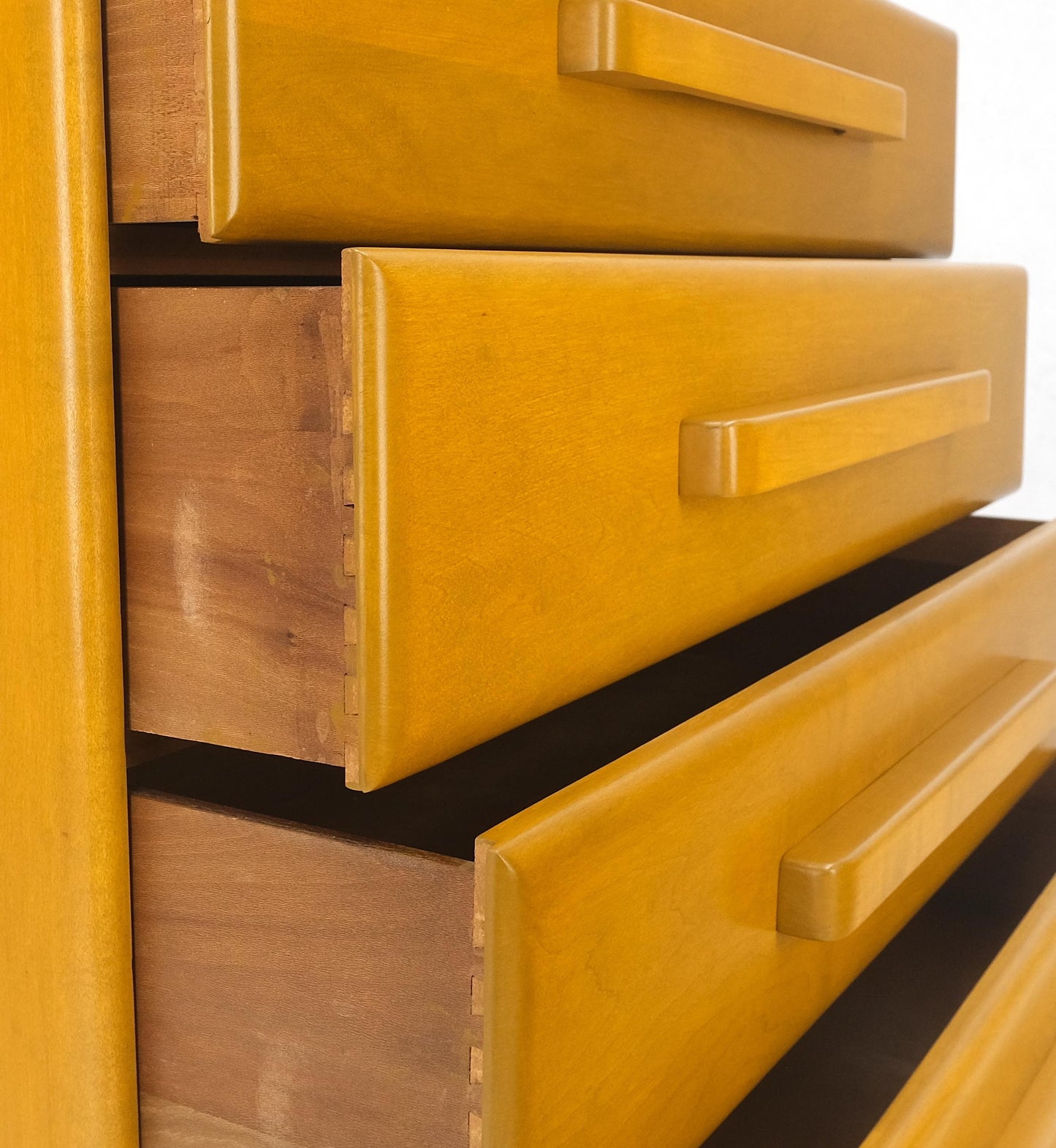 1960 Solid Maple Restored Wrussel Right Conant Ball Solid Maple 4 Drawer Dresser