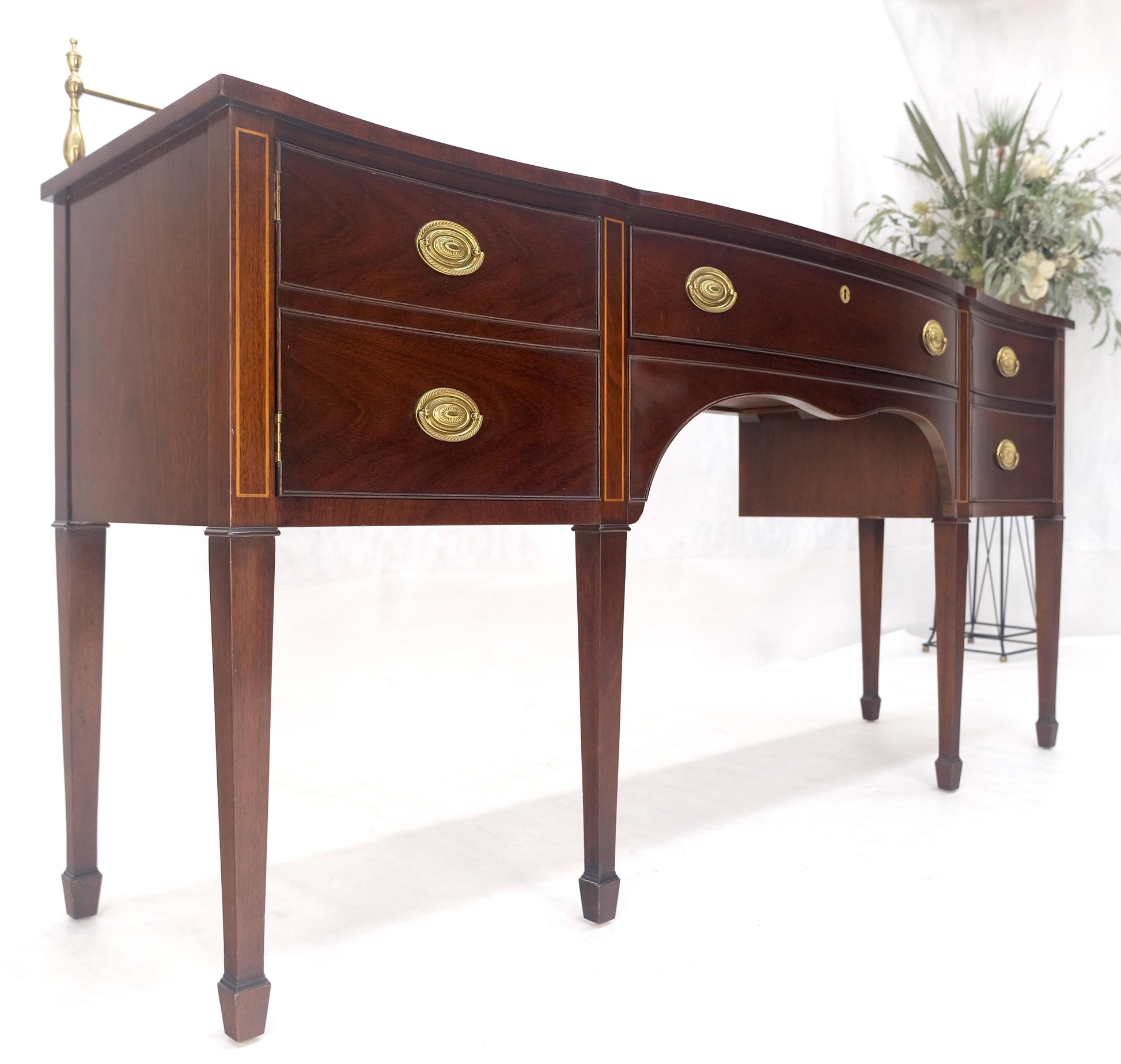 EstablishedLines Kindel Brass Gallery Top 3 Drawers 1 Door Mahogany Federal Style Sideboard MINT