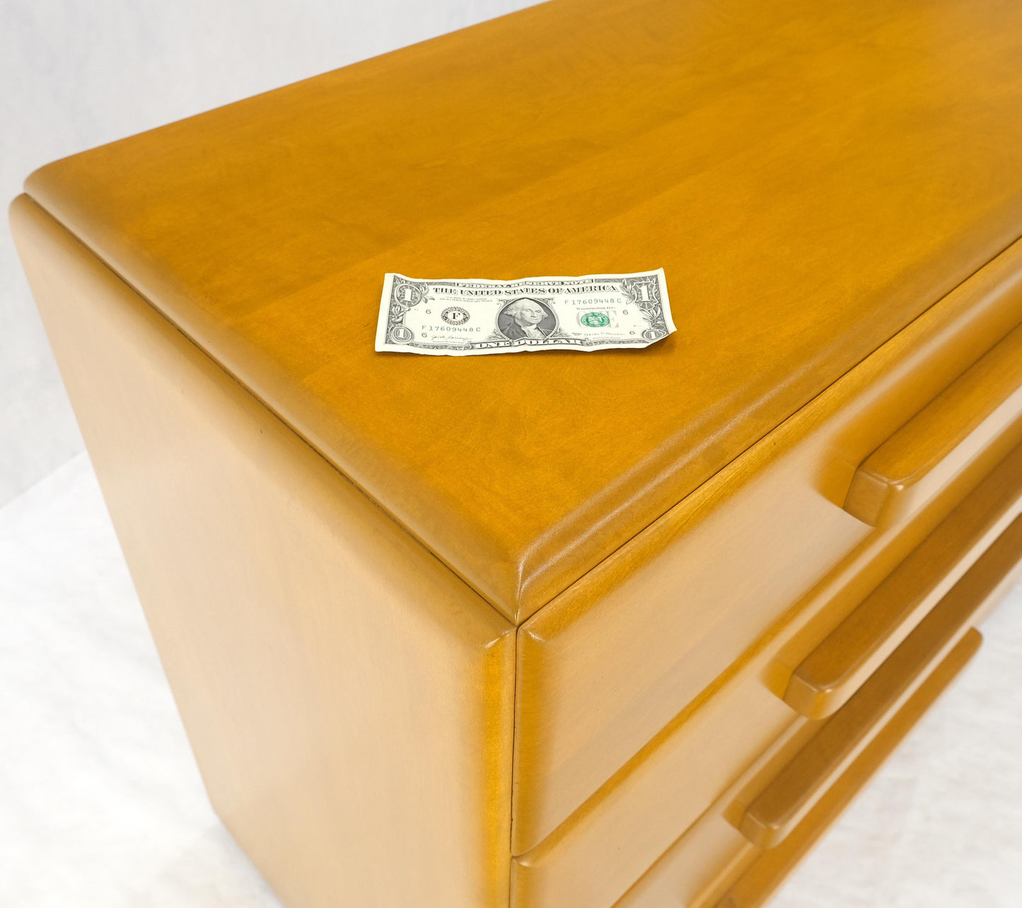 1960 Solid Maple Restored Wrussel Right Conant Ball Solid Maple 4 Drawer Dresser