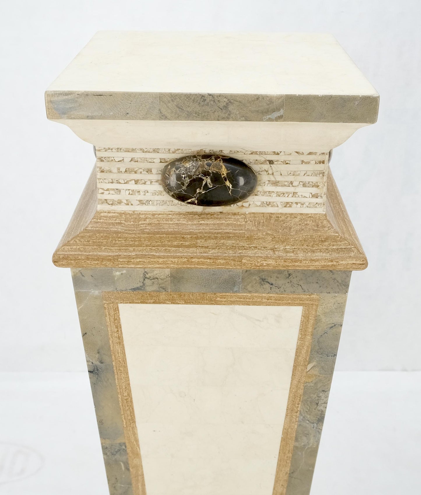 EstablishedLines Pair of Tessellated Marble Tapered Square Obelisk Shape Pedestals Stands MINT!