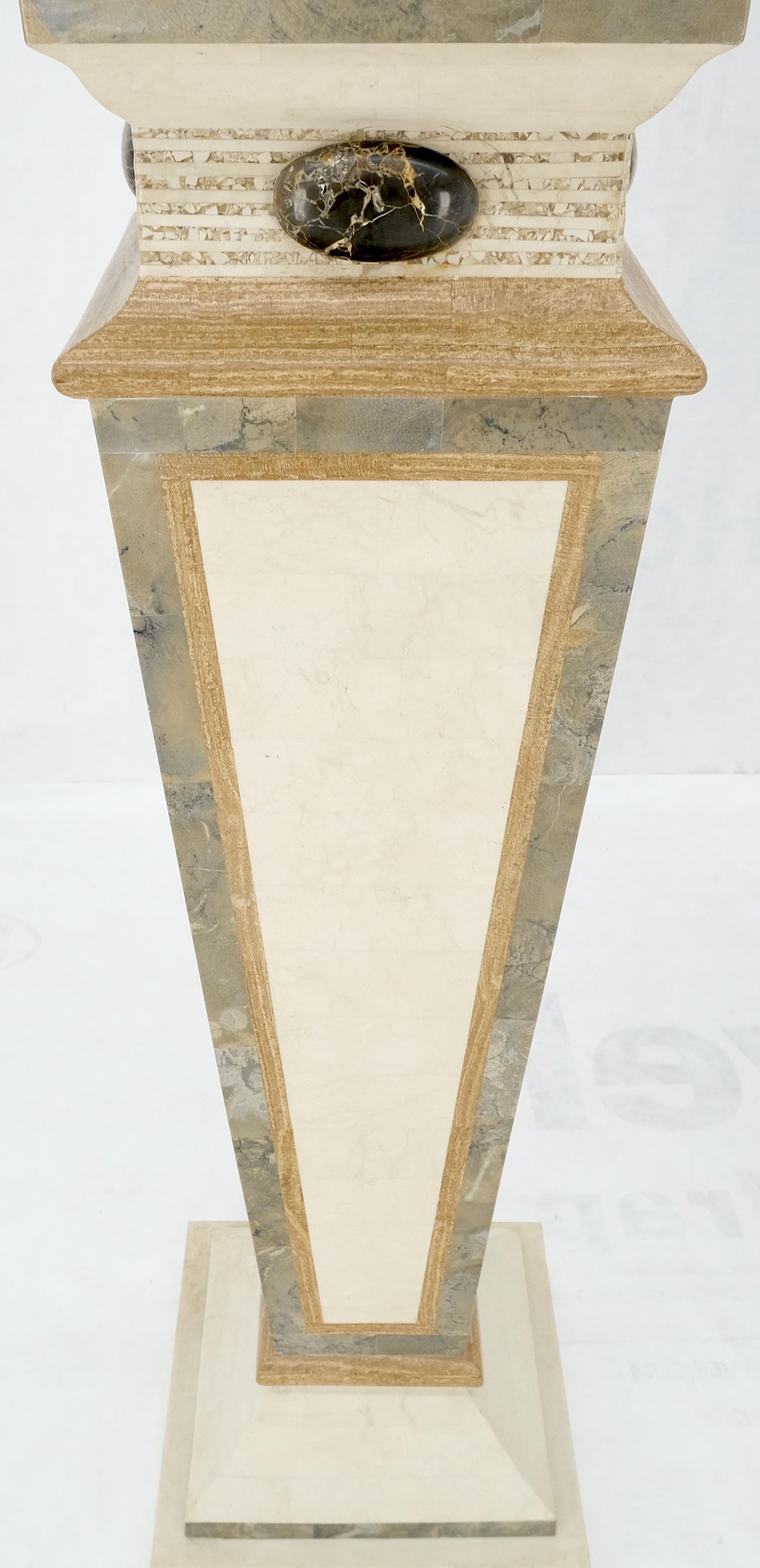 EstablishedLines Pair of Tessellated Marble Tapered Square Obelisk Shape Pedestals Stands MINT!