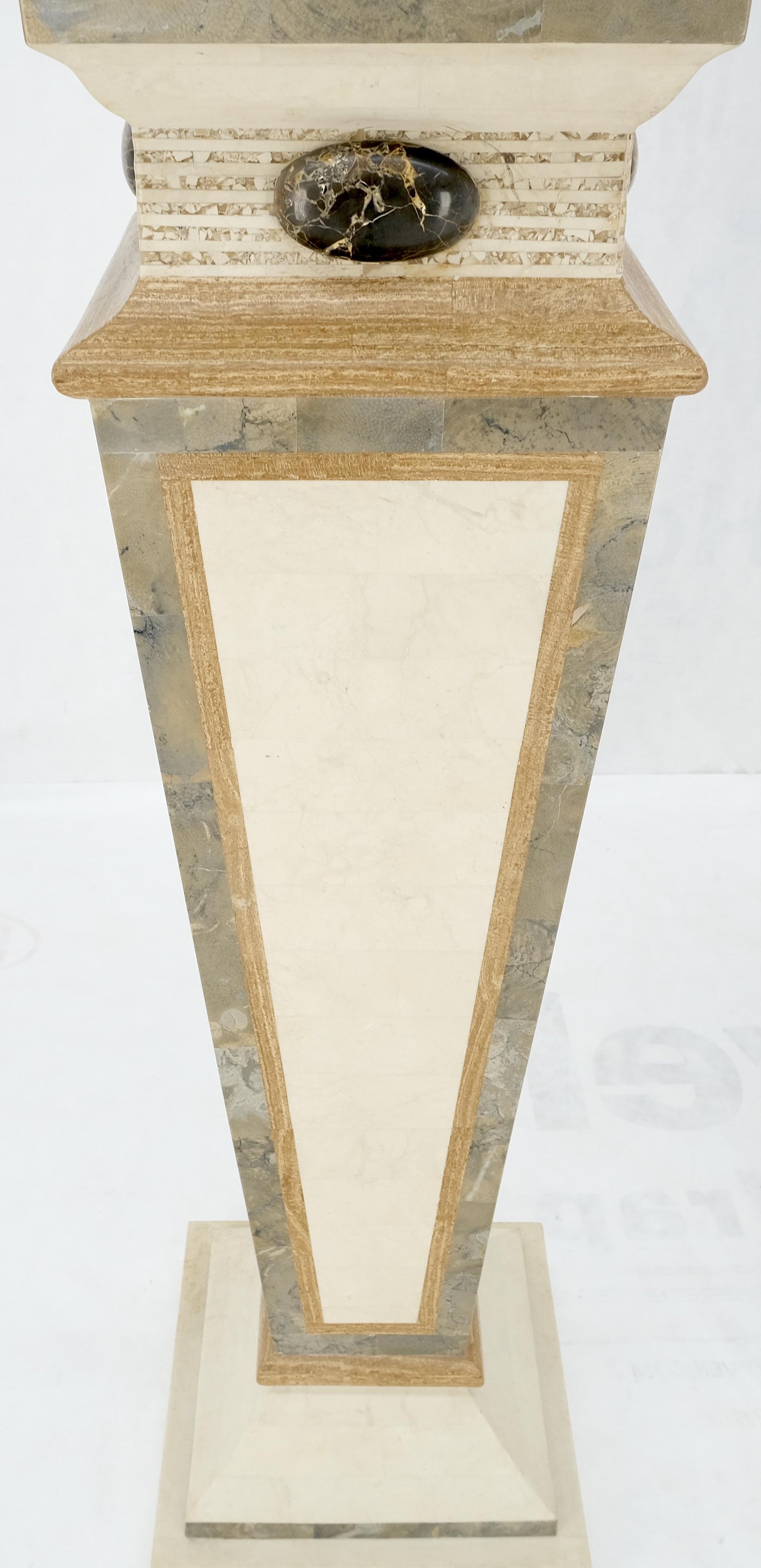 EstablishedLines Pair of Tessellated Marble Tapered Square Obelisk Shape Pedestals Stands MINT!