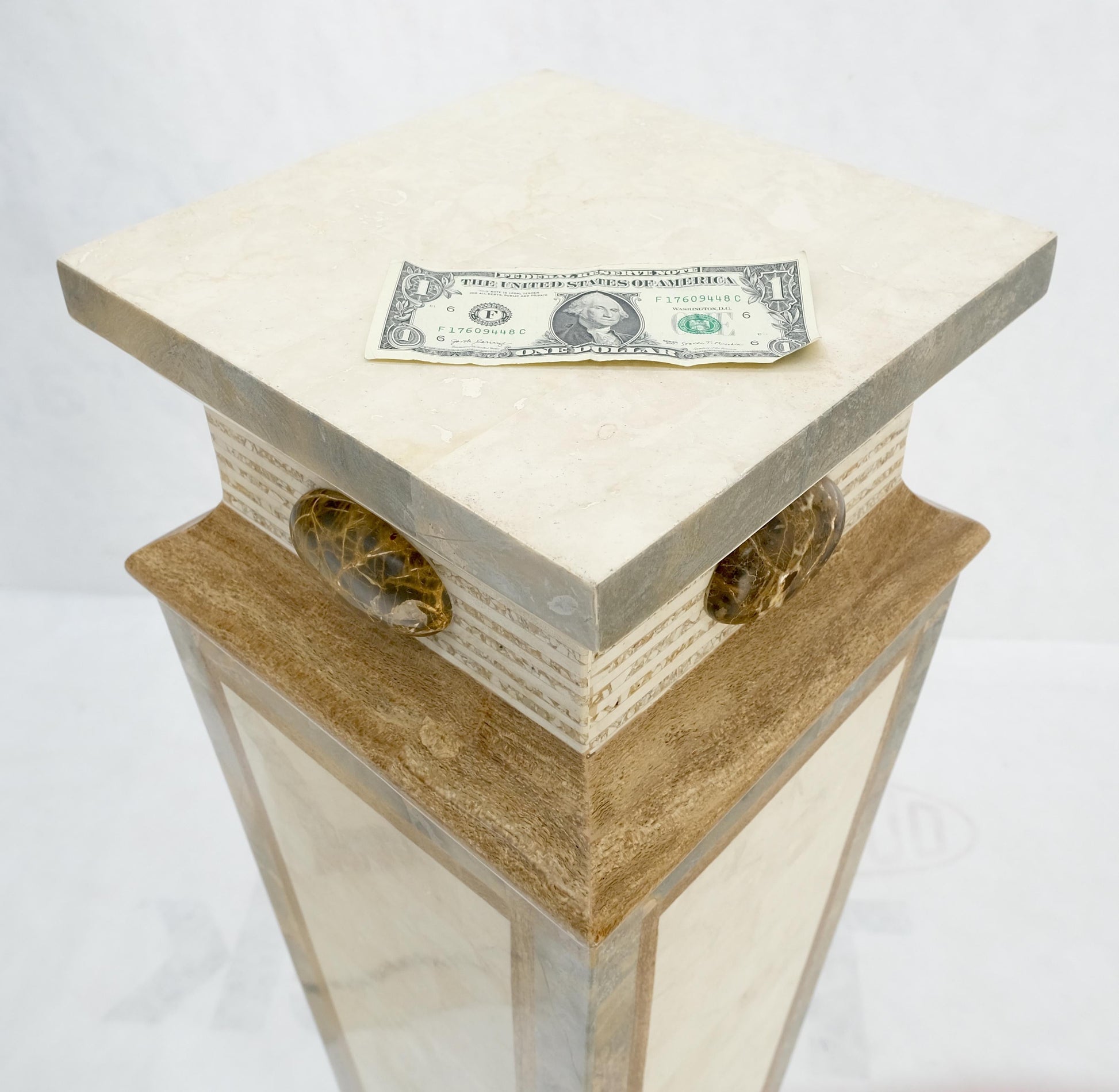 EstablishedLines Pair of Tessellated Marble Tapered Square Obelisk Shape Pedestals Stands MINT!