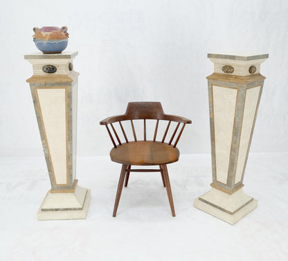 EstablishedLines Pair of Tessellated Marble Tapered Square Obelisk Shape Pedestals Stands MINT!