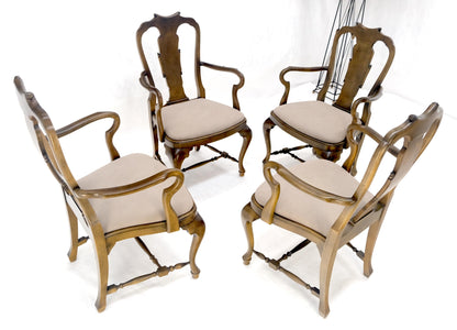 EstablishedLines Set of 4 Cherry Queen Ann New Alcantara  Suede Upholstery Dining Arm Chairs MINT