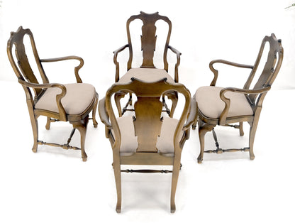 EstablishedLines Set of 4 Cherry Queen Ann New Alcantara  Suede Upholstery Dining Arm Chairs MINT