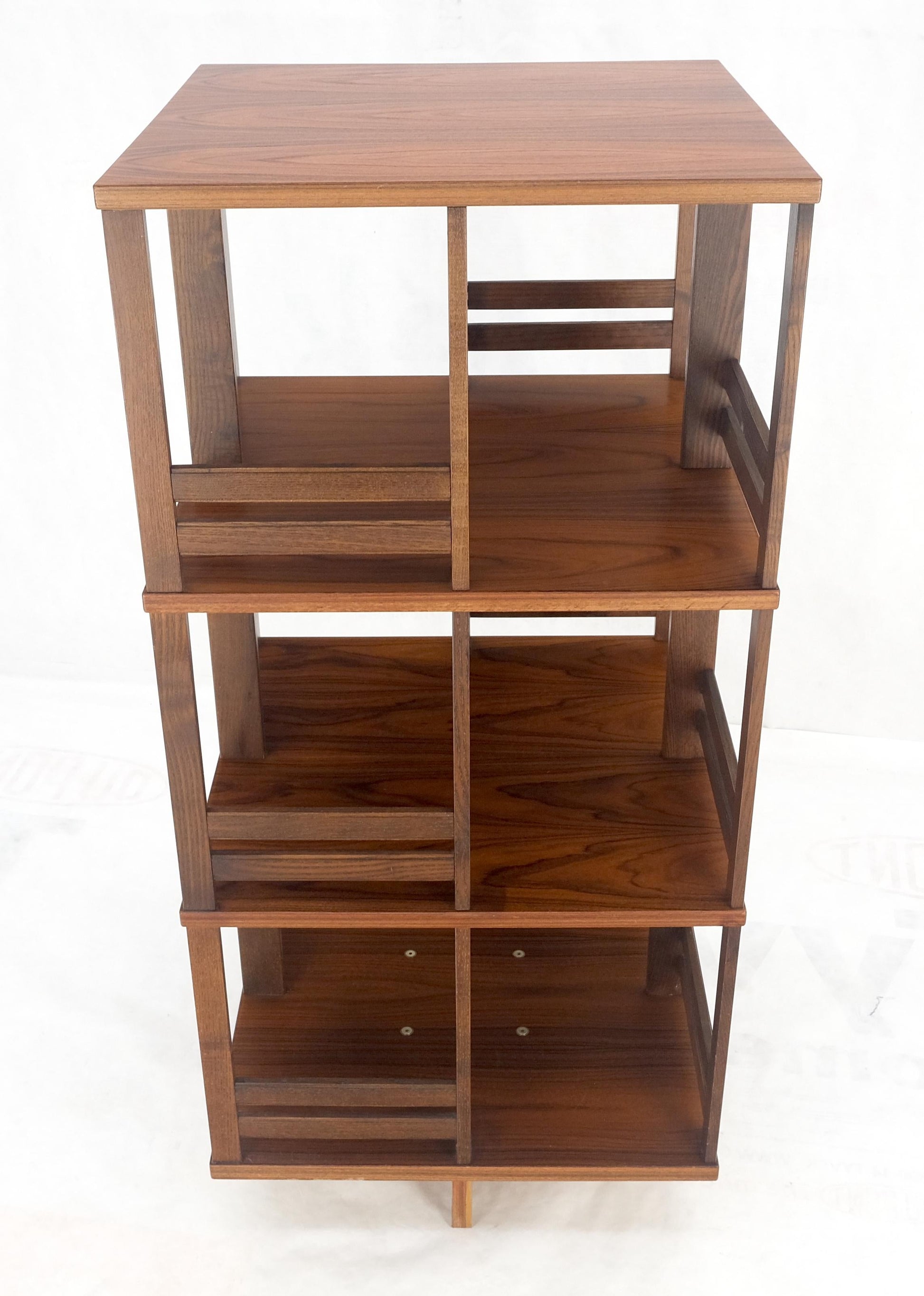 EstablishedLines Danish Mid Century Modern Rosewood Square Revolving Bookcase Shelf MINT!