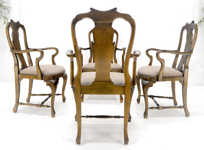 EstablishedLines Set of 4 Cherry Queen Ann New Alcantara  Suede Upholstery Dining Arm Chairs MINT