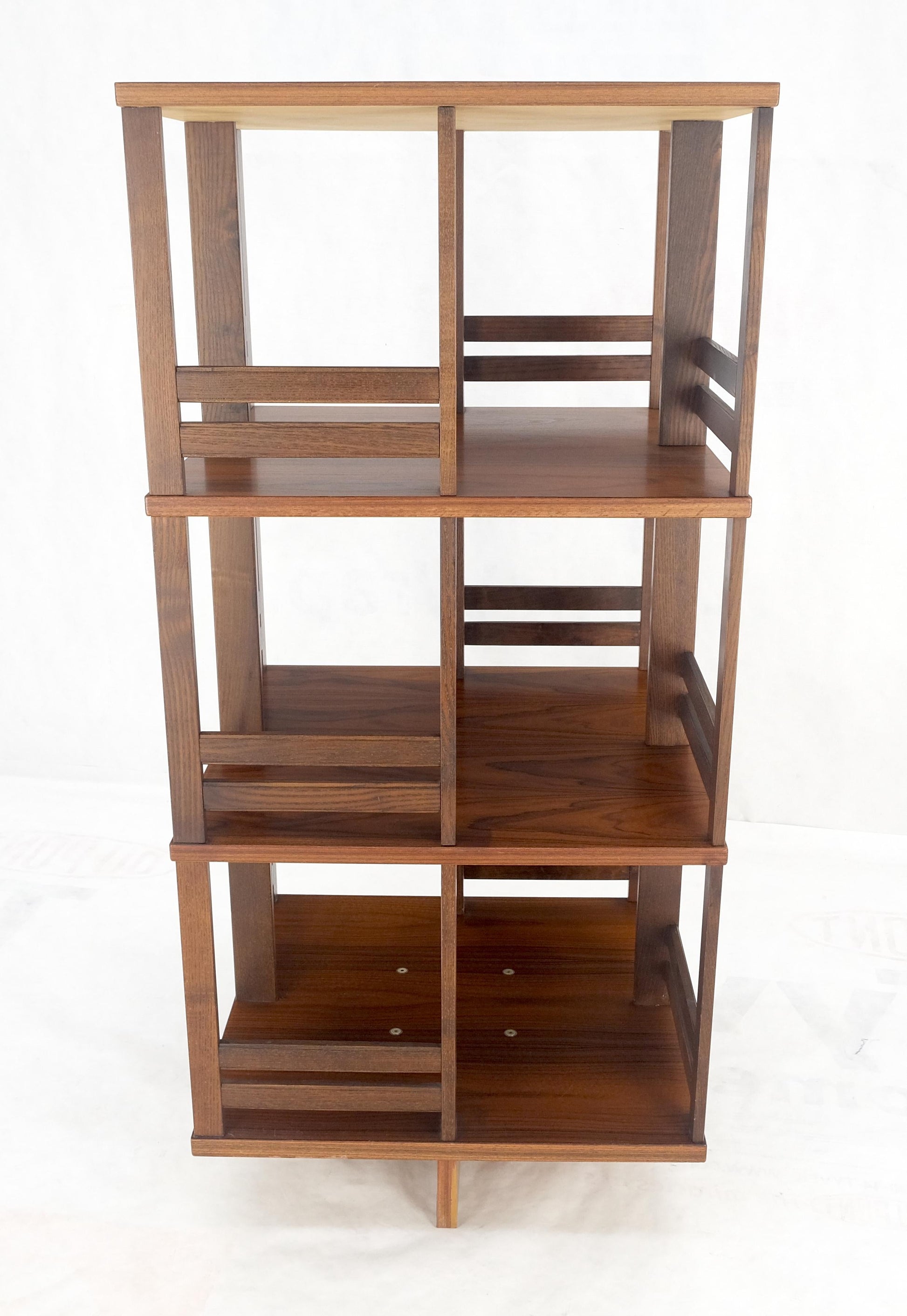 EstablishedLines Danish Mid Century Modern Rosewood Square Revolving Bookcase Shelf MINT!