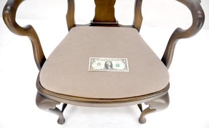 EstablishedLines Set of 4 Cherry Queen Ann New Alcantara  Suede Upholstery Dining Arm Chairs MINT