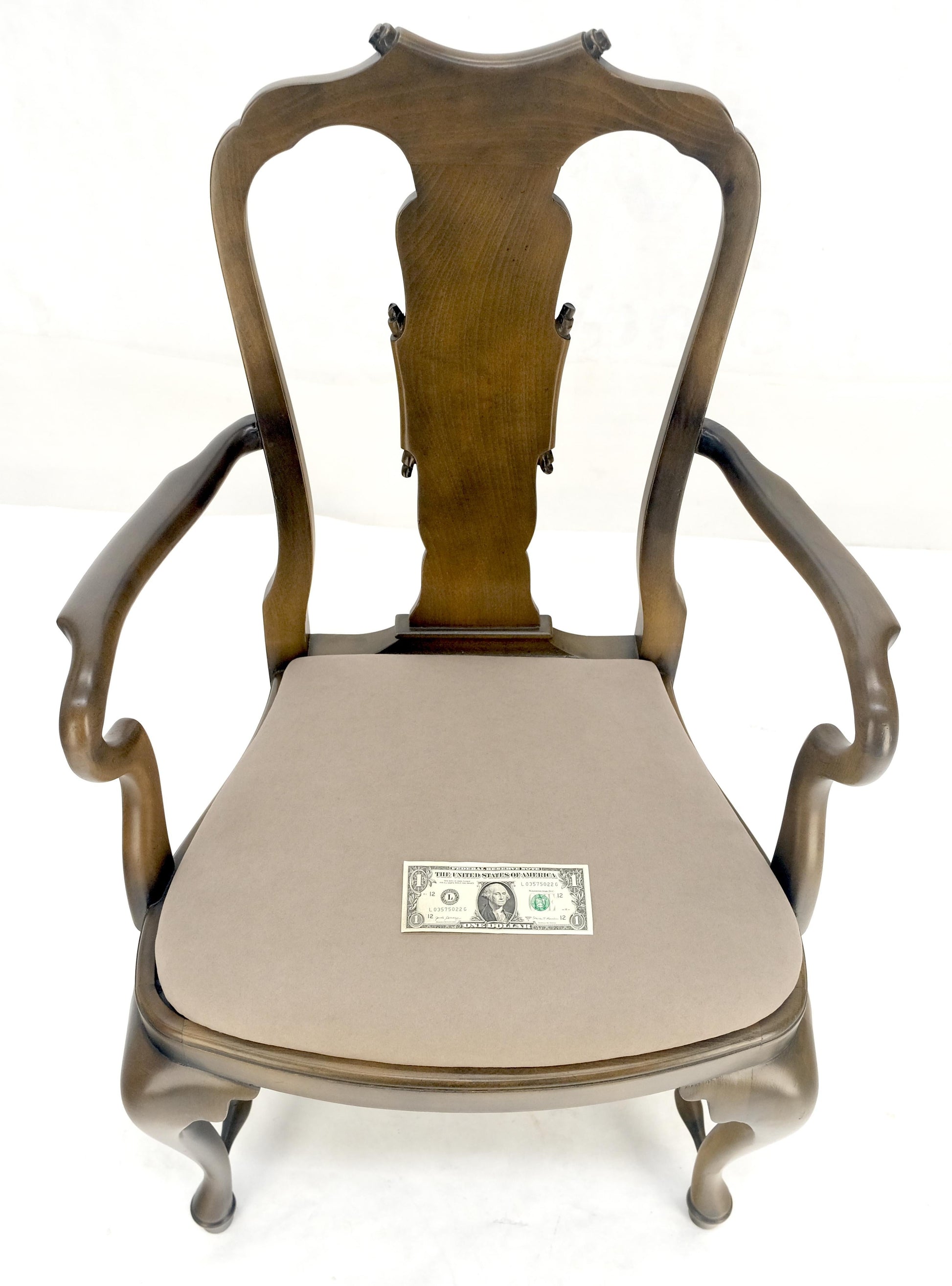 EstablishedLines Set of 4 Cherry Queen Ann New Alcantara  Suede Upholstery Dining Arm Chairs MINT