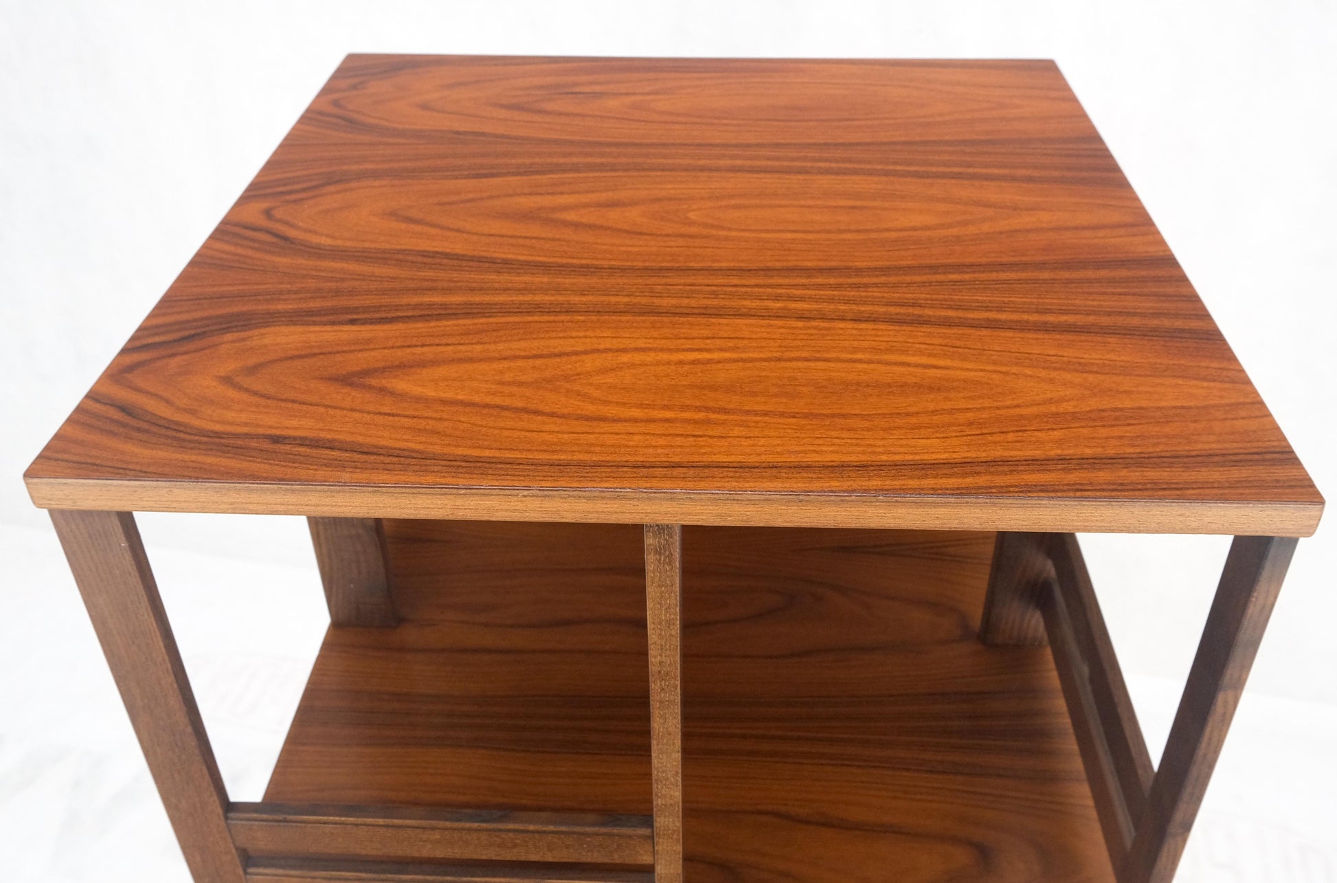 EstablishedLines Danish Mid Century Modern Rosewood Square Revolving Bookcase Shelf MINT!
