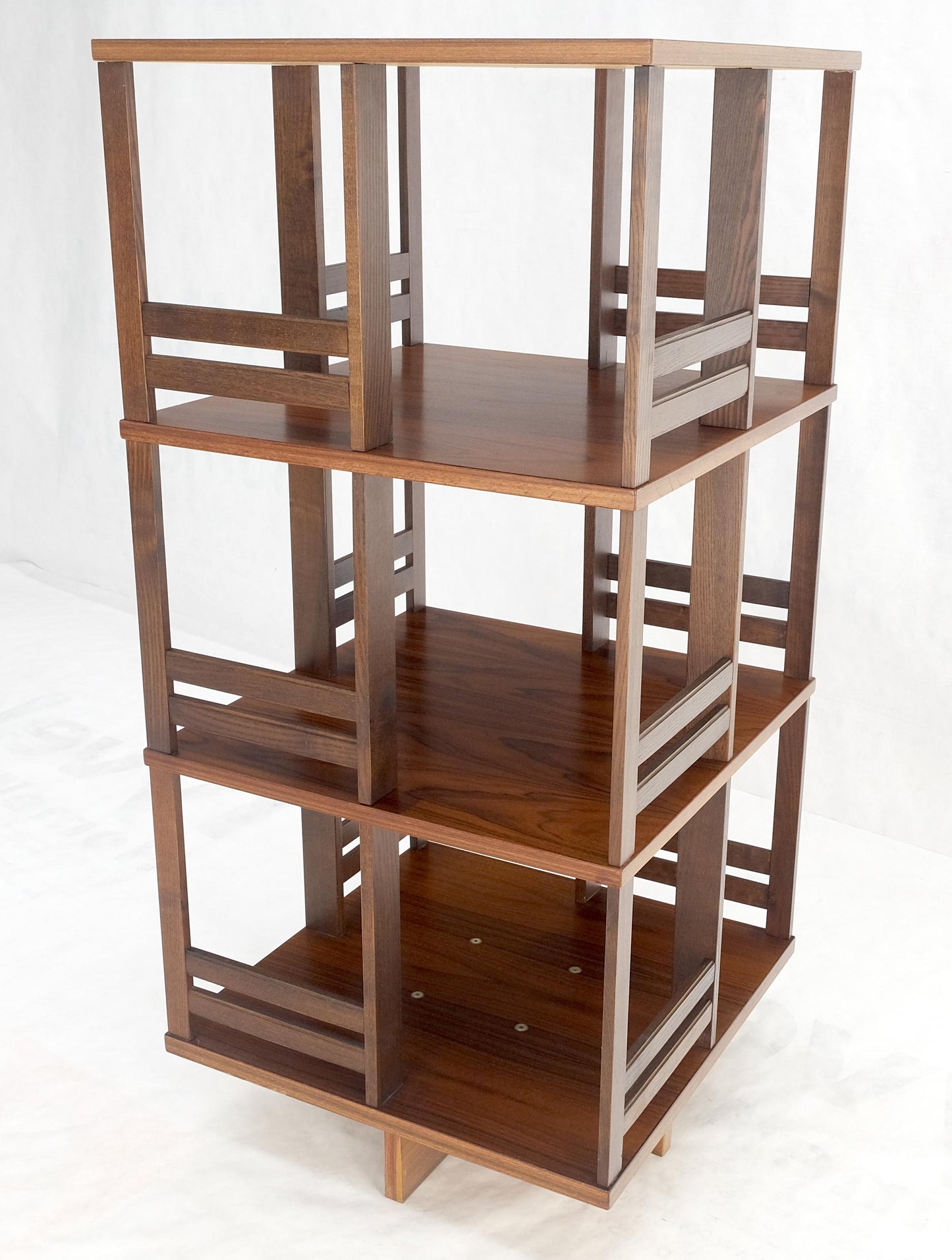 EstablishedLines Danish Mid Century Modern Rosewood Square Revolving Bookcase Shelf MINT!