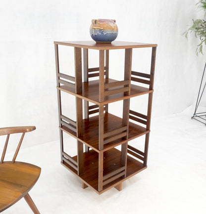 EstablishedLines Danish Mid Century Modern Rosewood Square Revolving Bookcase Shelf MINT!
