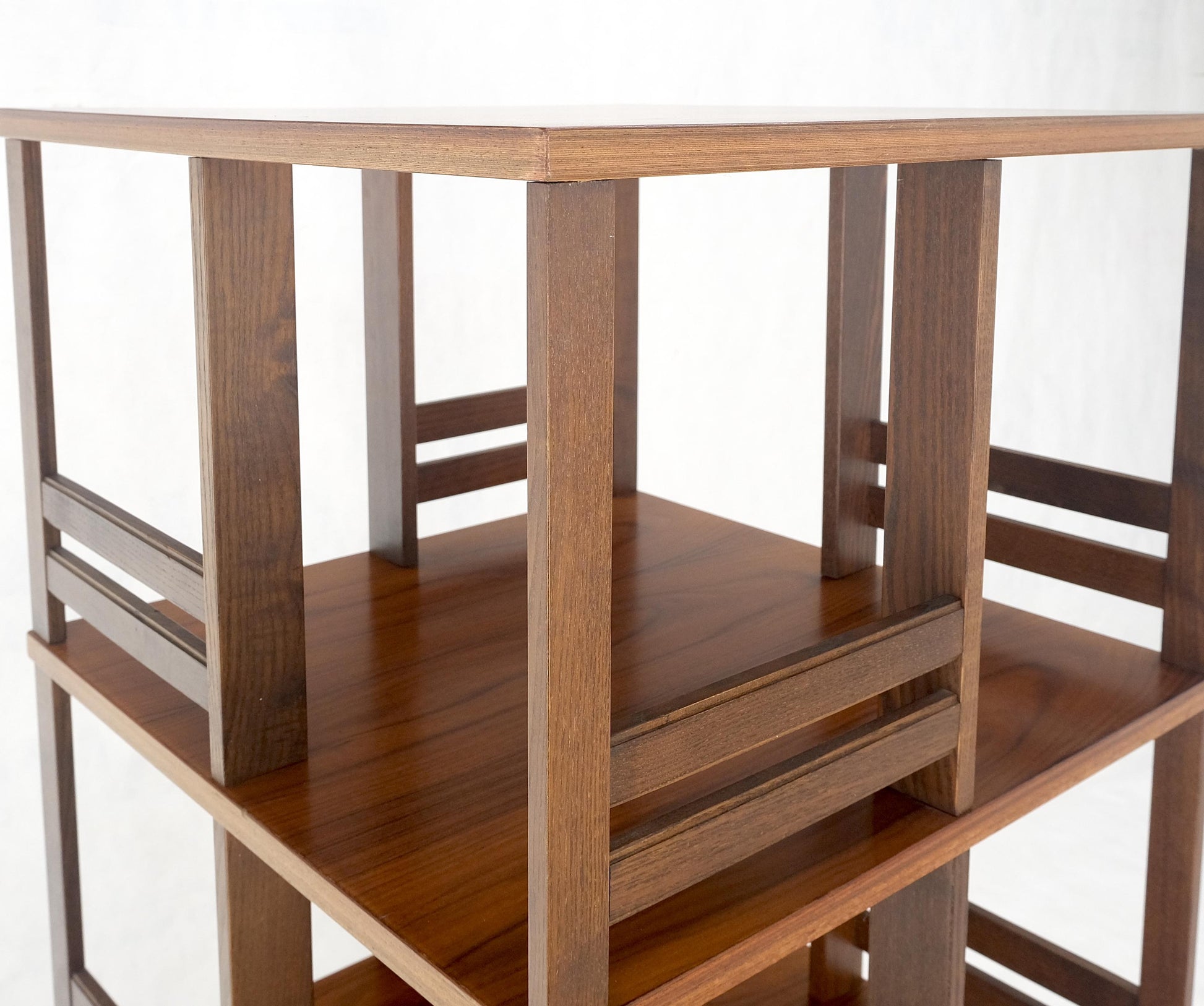 EstablishedLines Danish Mid Century Modern Rosewood Square Revolving Bookcase Shelf MINT!