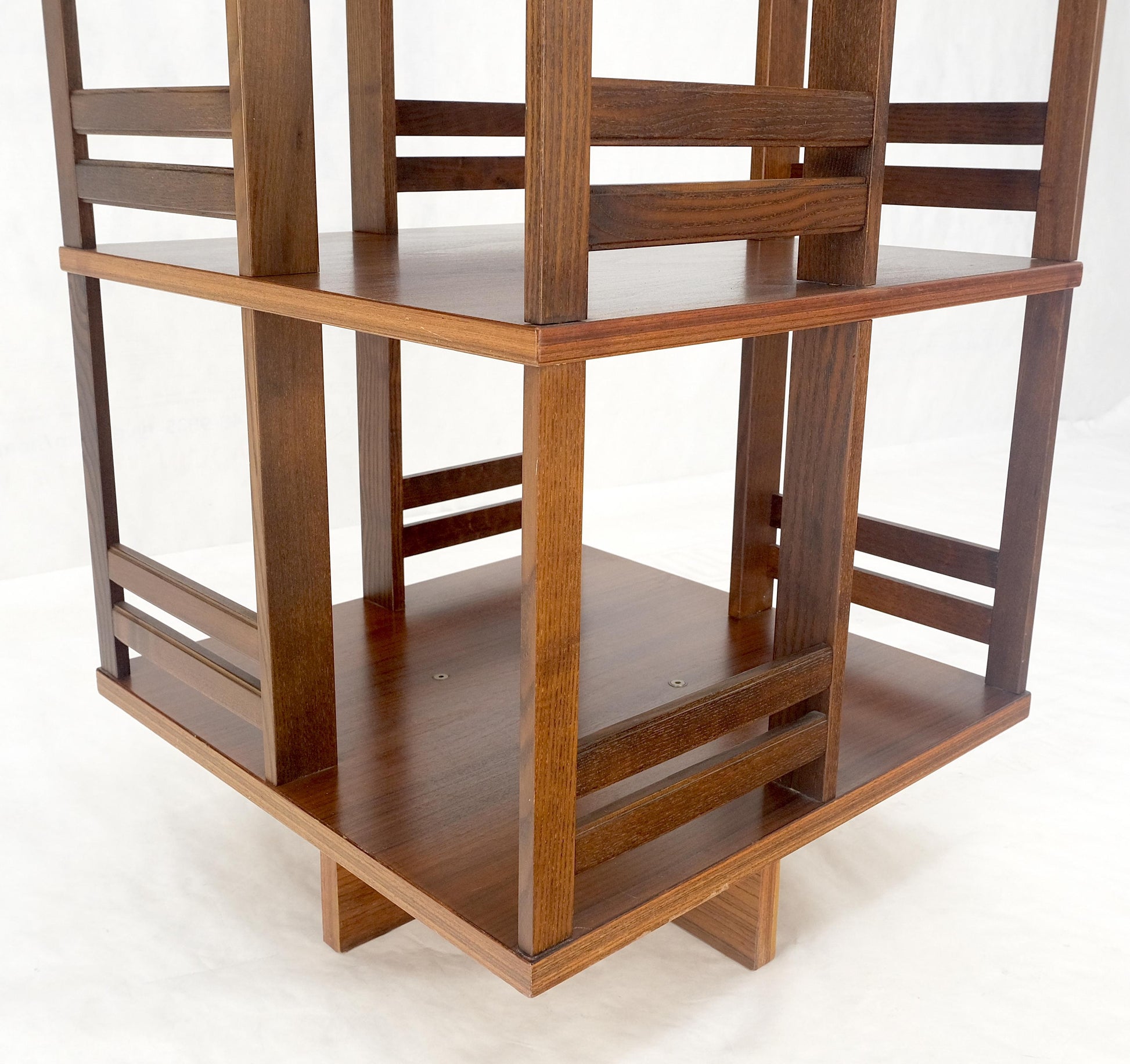 EstablishedLines Danish Mid Century Modern Rosewood Square Revolving Bookcase Shelf MINT!