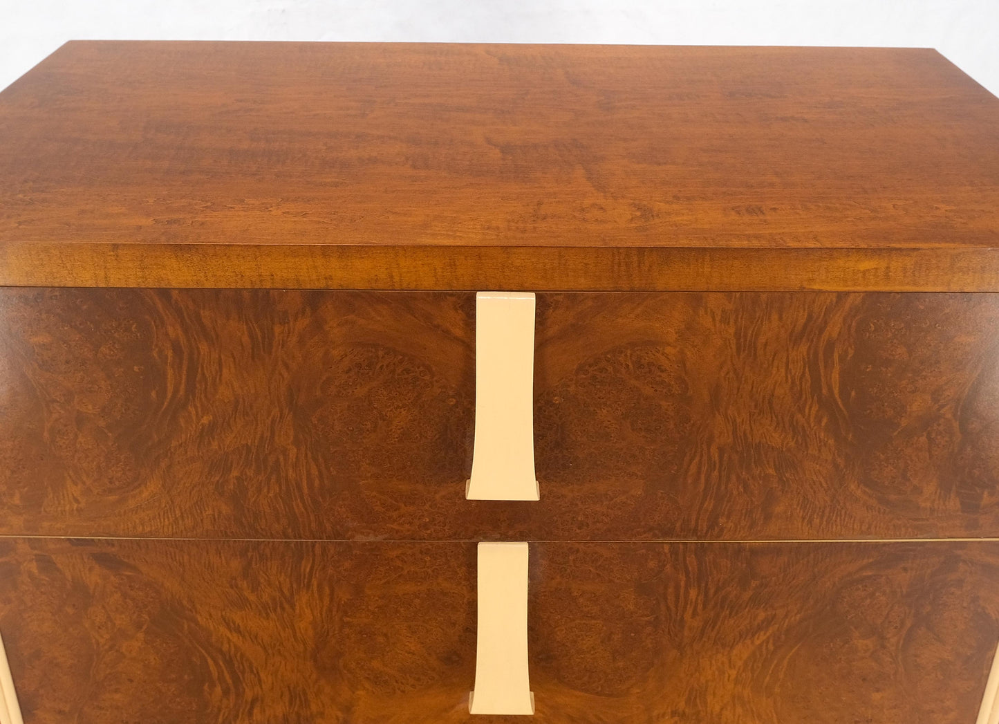 EstablishedLines Restored Art Deco Mid Century Burl Wood 5 Drawers Tall High Chest Dresser MINT!