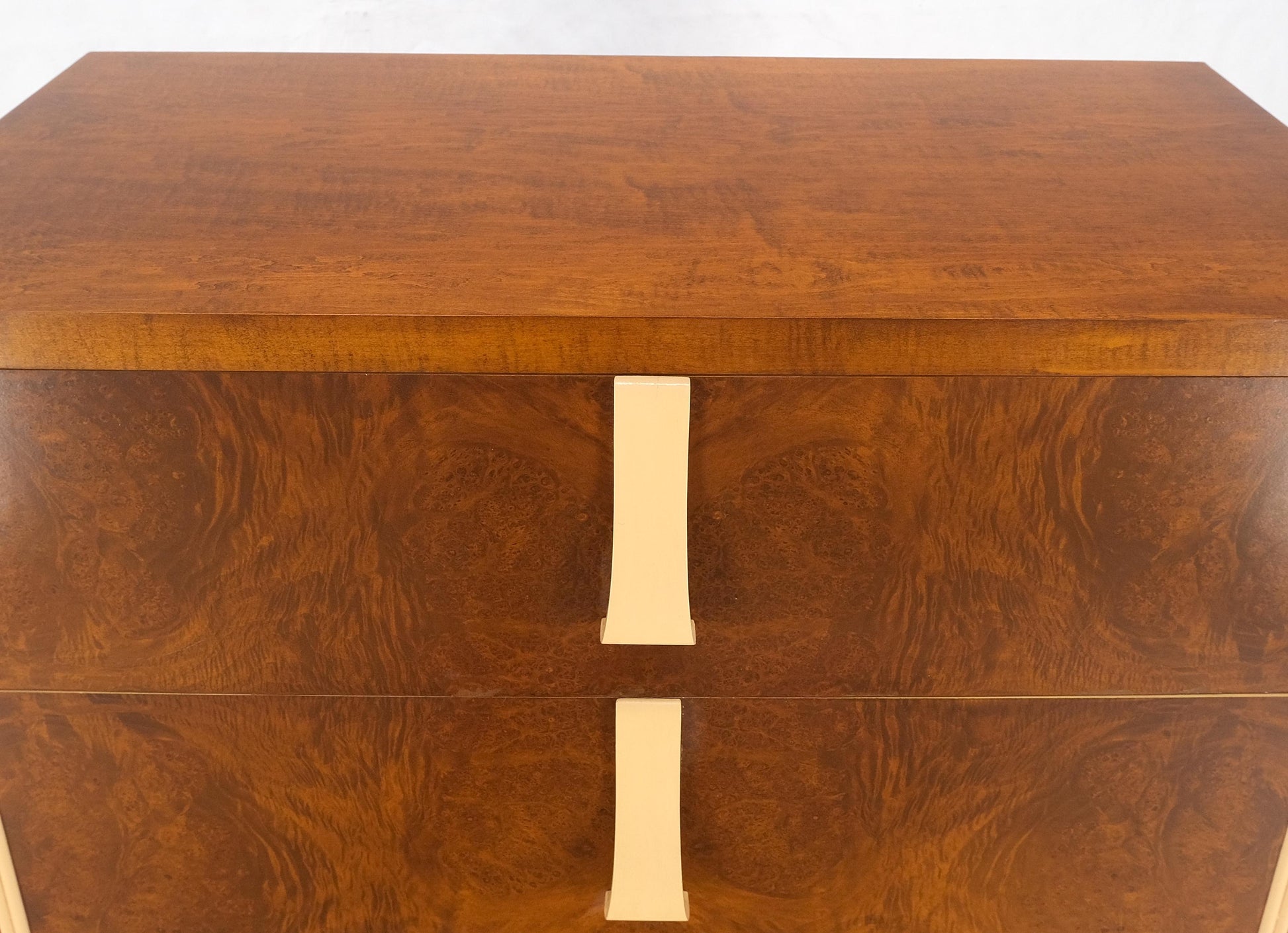 EstablishedLines Restored Art Deco Mid Century Burl Wood 5 Drawers Tall High Chest Dresser MINT!