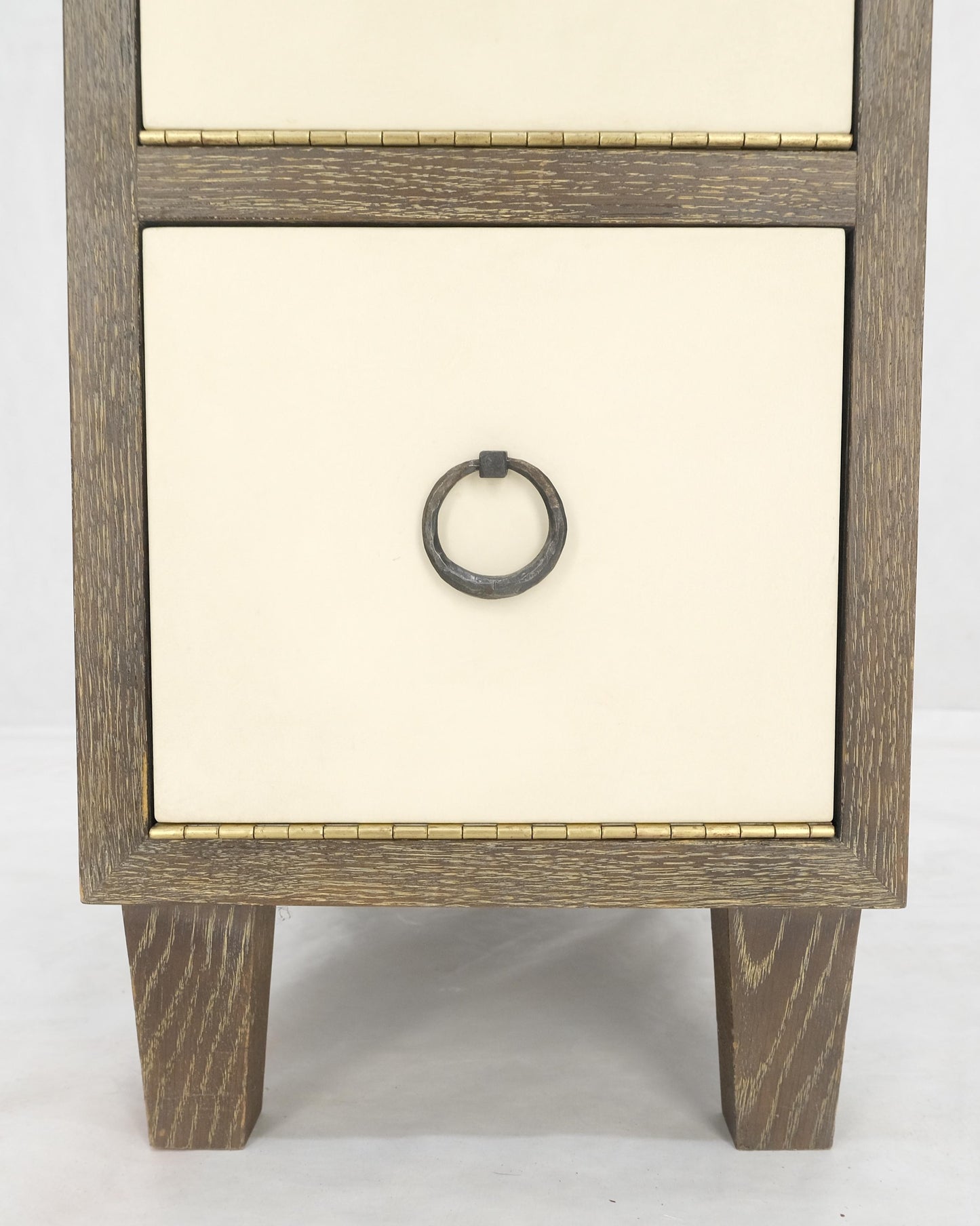 Travertine Top Cerused Drop Front Doors Compartments Night Stand End Table MINT