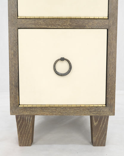 Travertine Top Cerused Drop Front Doors Compartments Night Stand End Table MINT