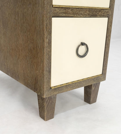 Travertine Top Cerused Drop Front Doors Compartments Night Stand End Table MINT