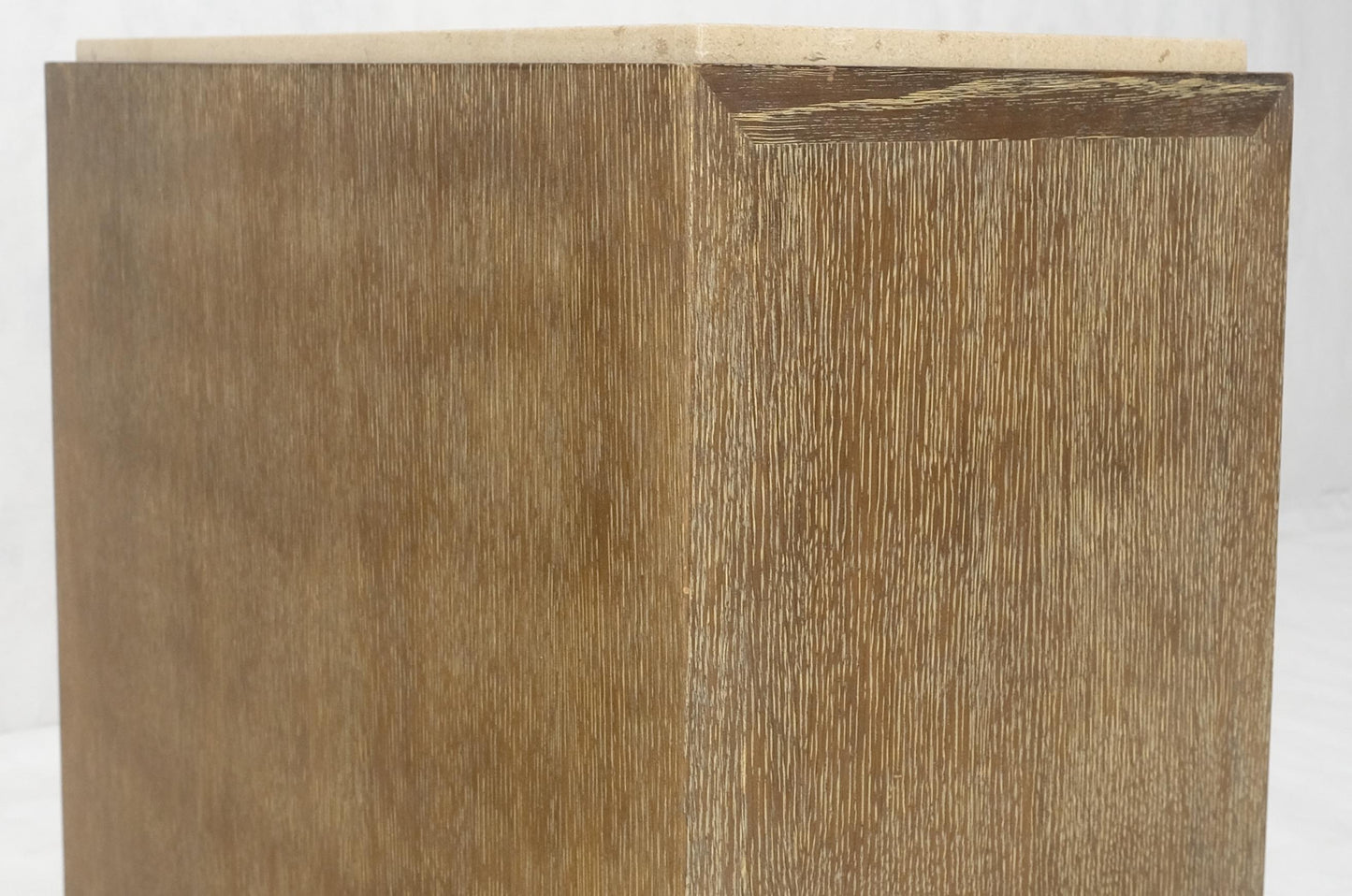 Travertine Top Cerused Drop Front Doors Compartments Night Stand End Table MINT