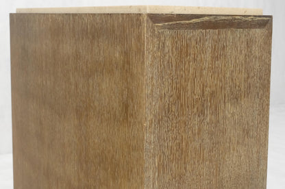 Travertine Top Cerused Drop Front Doors Compartments Night Stand End Table MINT