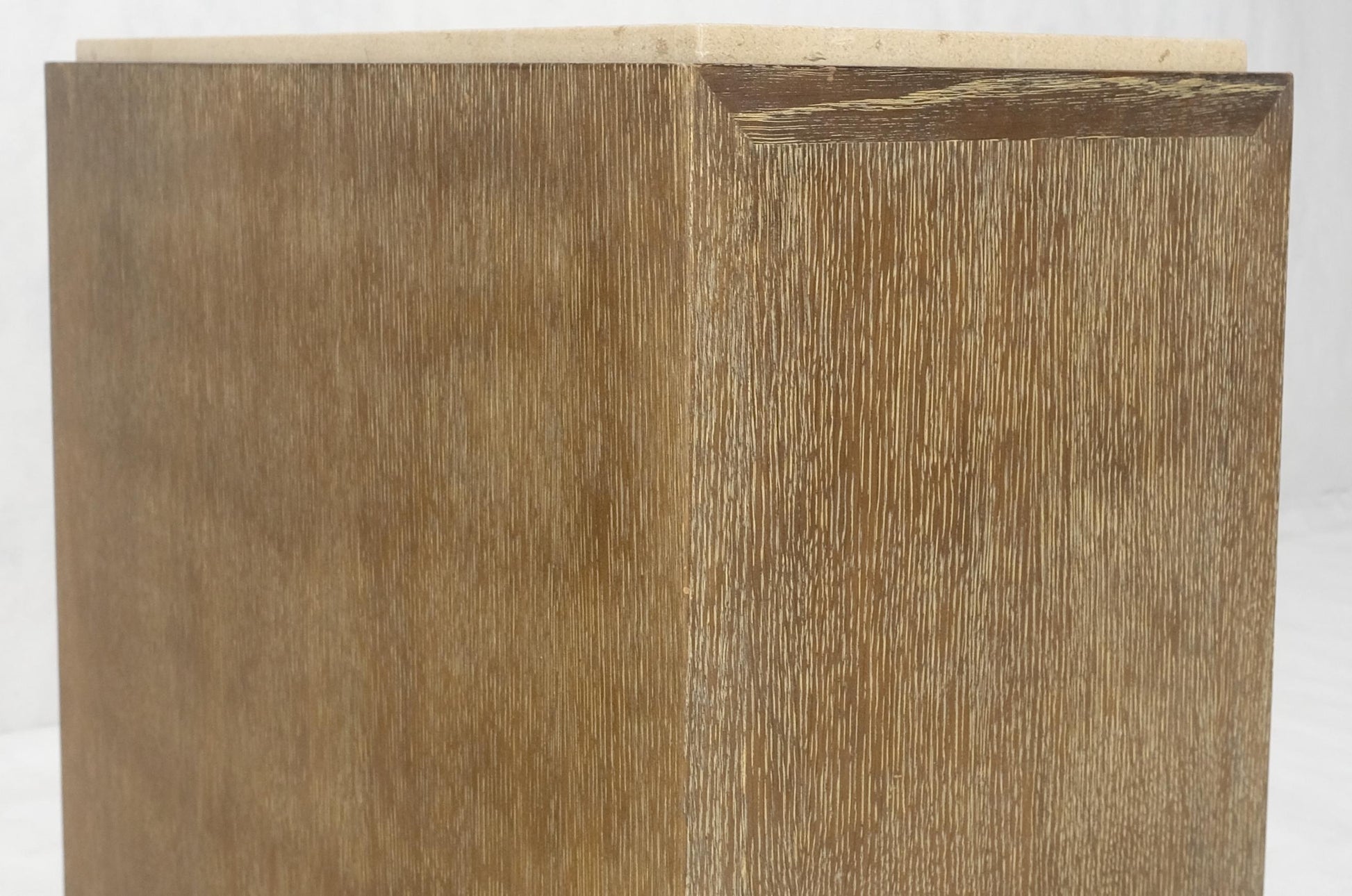 EstablishedLines Travertine Top Cerused Drop Front Doors Compartments Night Stand End Table MINT