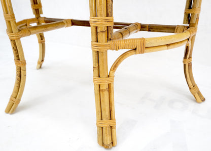 Vintage 1970s Bamboo Rattan Demilune Mid-Century Modern Console Sofa Table Mint