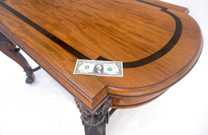 EstablishedLines Carved Lion Face & Foot Legs Renaissance Revival Inlaid Walnut Center Table MINT