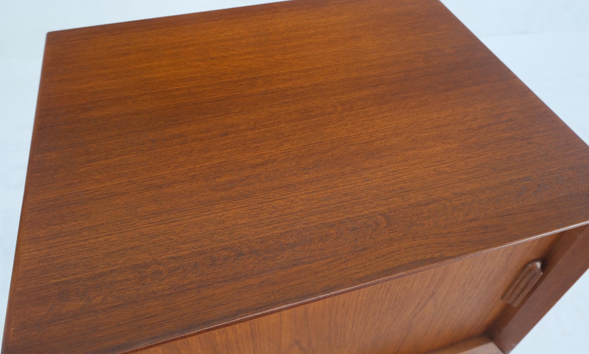 EstablishedLines Danish Mid-Century Modern Teak Side End Table Night Stand Tambour Doors Falster