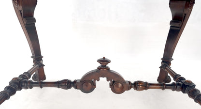 EstablishedLines Carved Lion Face & Foot Legs Renaissance Revival Inlaid Walnut Center Table MINT