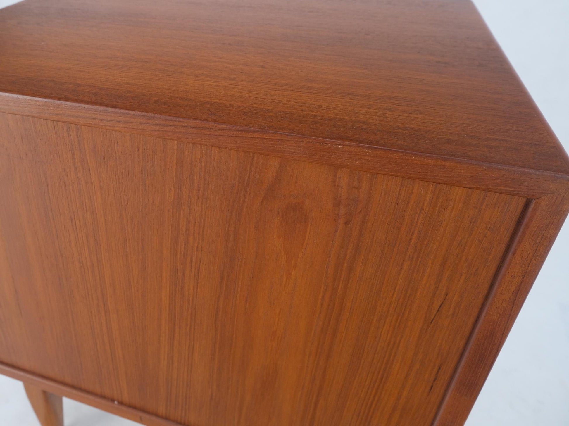 EstablishedLines Danish Mid-Century Modern Teak Side End Table Night Stand Tambour Doors Falster