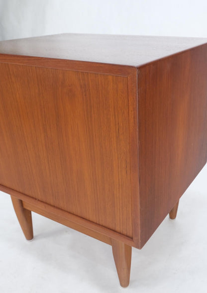 EstablishedLines Danish Mid-Century Modern Teak Side End Table Night Stand Tambour Doors Falster