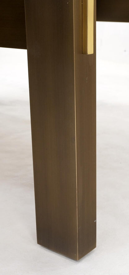 EstablishedLines Solid Bronze Base Thick Square Solid Travertine Top Coffee Center Table Mint!