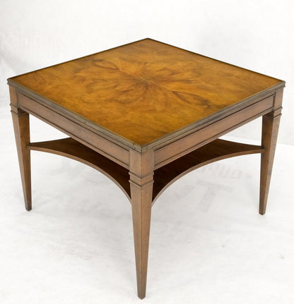 EstablishedLines Baker Burl Walnut Square Brass Gallery Top Drawer Side Lamp Table Night Stand