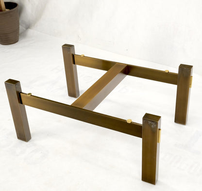 EstablishedLines Solid Bronze Base Thick Square Solid Travertine Top Coffee Center Table Mint!